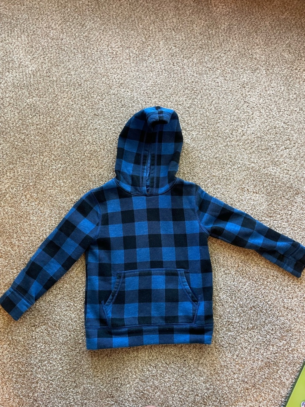 Cat & Jack Blue and Black Plaid Hooded Pullover